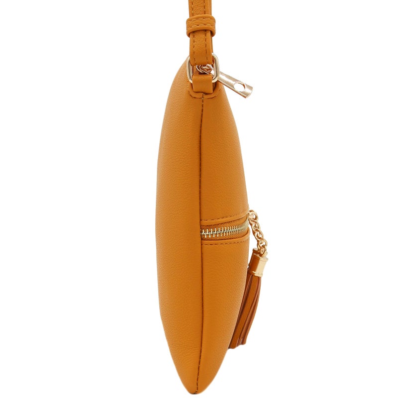 DELUXITY Lightweight Medium Crossbody Bag with Tassel (Mustard) - Image 3